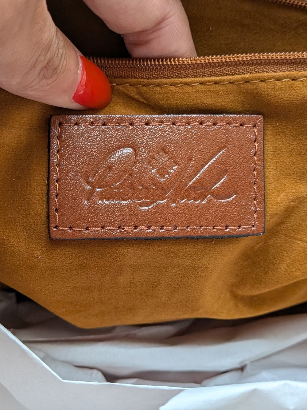Patricia Nash Light Tan Suede & Leather Alice Frame Satchel Medium Sized Rare - Picture 7 of 8